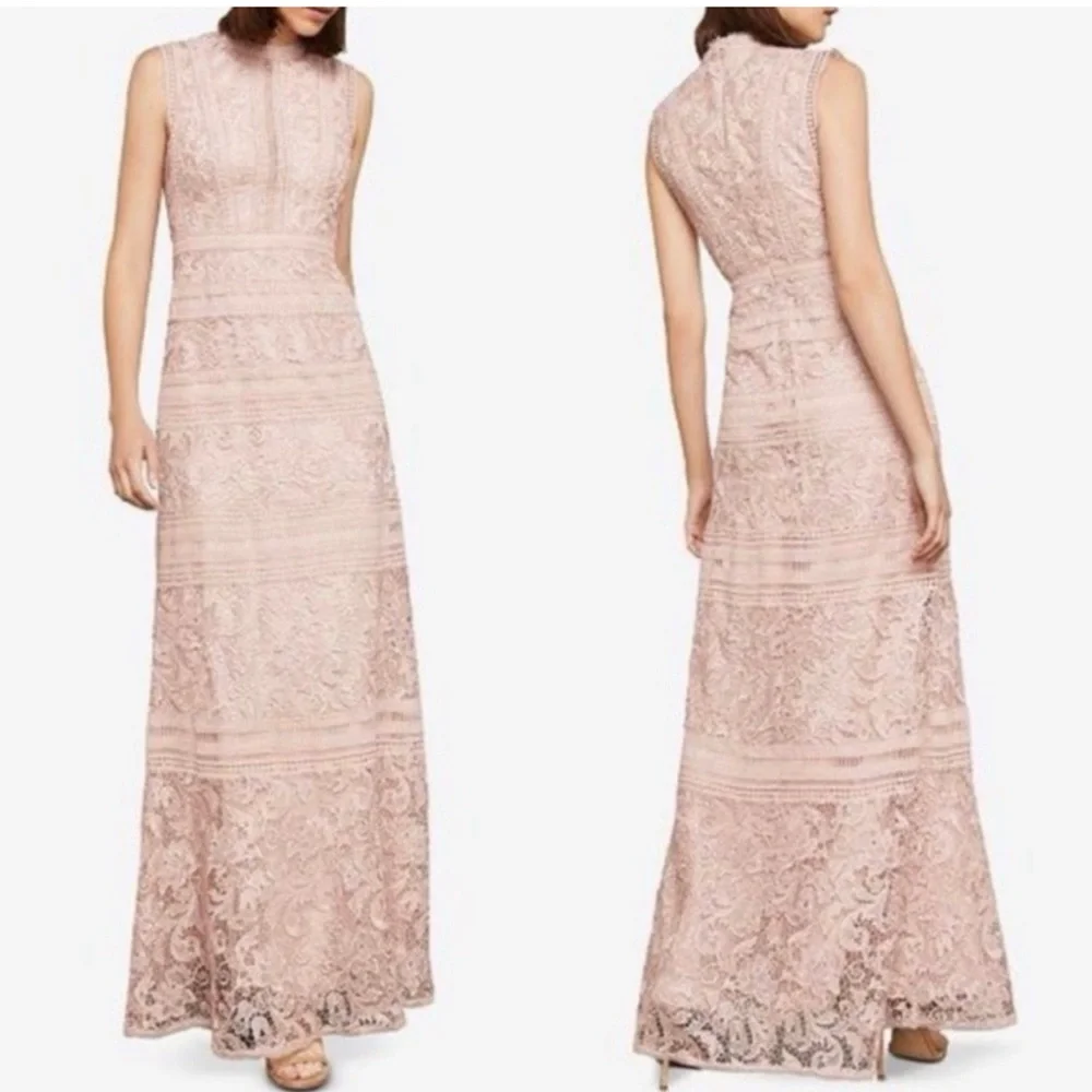 BCBGMaxAzria Blush Lace Maxi Dress Size 4